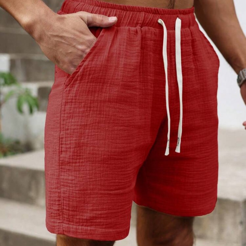 Manfinity Men's Drawstring Waist Solid Color Pocket Loose Casual Shorts